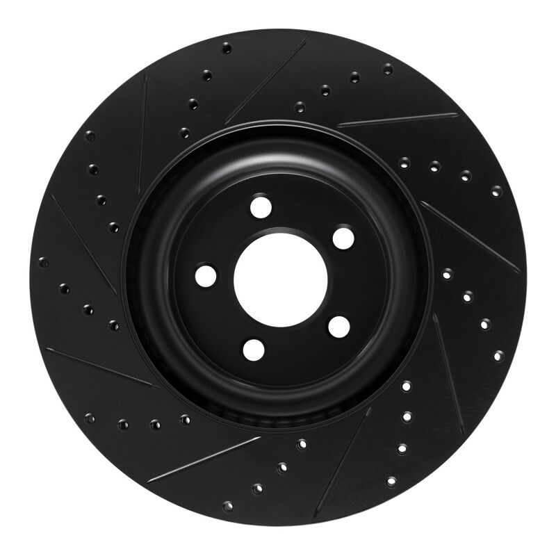 Ford Explorer Brake Rotor (1) - Front Right - R1 Concepts - Drilled & Slotted - Black - `20-`25
